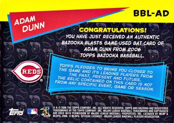 2006 Bazooka - Blasts Bat Relics #BBL-AD Adam Dunn Back