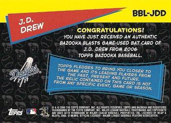 2006 Bazooka - Blasts Bat Relics #BBL-JDD J.D. Drew Back