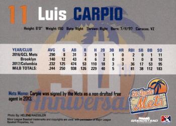 2018 Grandstand St. Lucie Mets #NNO Luis Carpio Back