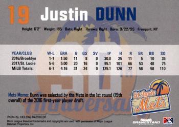 2018 Grandstand St. Lucie Mets #NNO Justin Dunn Back