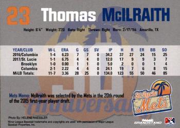 2018 Grandstand St. Lucie Mets #NNO Thomas McIlraith Back