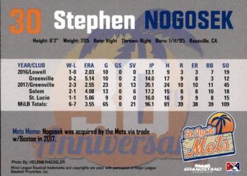 2018 Grandstand St. Lucie Mets #NNO Stephen Nogosek Back