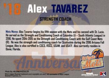 2018 Grandstand St. Lucie Mets #NNO Alex Tavarez Back