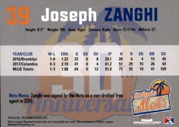 2018 Grandstand St. Lucie Mets #NNO Joseph Zanghi Back