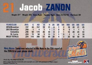 2018 Grandstand St. Lucie Mets #NNO Jacob Zanon Back