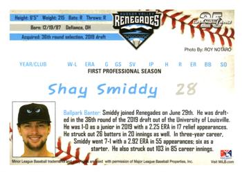 2019 Grandstand Hudson Valley Renegades #NNO Shay Smiddy Back