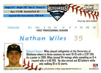 2019 Grandstand Hudson Valley Renegades #NNO Nathan Wiles Back