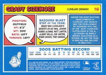 2006 Bazooka - Blue Fortune #16 Grady Sizemore Back
