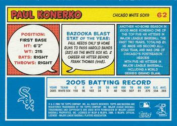 2006 Bazooka - Blue Fortune #62 Paul Konerko Back