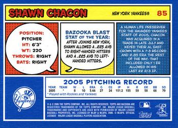 2006 Bazooka - Blue Fortune #85 Shawn Chacon Back