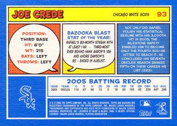 2006 Bazooka - Blue Fortune #93 Joe Crede Back