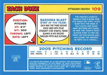 2006 Bazooka - Blue Fortune #109 Zach Duke Back