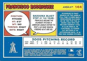 2006 Bazooka - Blue Fortune #144 Francisco Rodriguez Back
