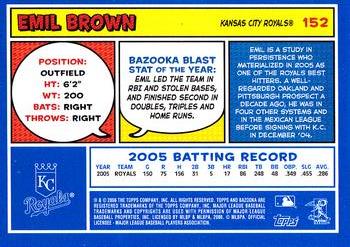 2006 Bazooka - Blue Fortune #152 Emil Brown Back
