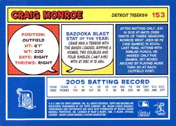 2006 Bazooka - Blue Fortune #153 Craig Monroe Back