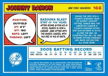 2006 Bazooka - Blue Fortune #166 Johnny Damon Back