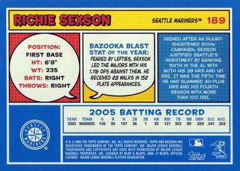 2006 Bazooka - Blue Fortune #189 Richie Sexson Back