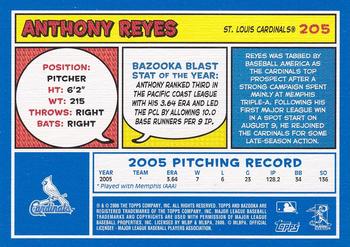 2006 Bazooka - Blue Fortune #205 Anthony Reyes Back