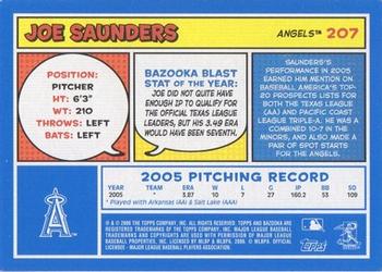 2006 Bazooka - Blue Fortune #207 Joe Saunders Back