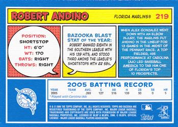 2006 Bazooka - Blue Fortune #219 Robert Andino Back