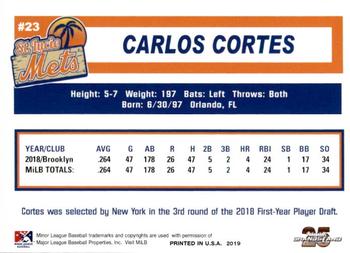 2019 Grandstand St. Lucie Mets #NNO Carlos Cortes Back