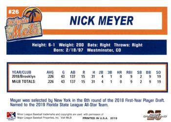 2019 Grandstand St. Lucie Mets #NNO Nick Meyer Back