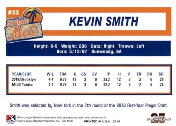 2019 Grandstand St. Lucie Mets #NNO Kevin Smith Back