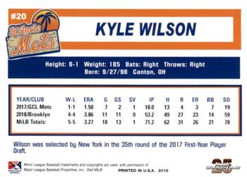 2019 Grandstand St. Lucie Mets #NNO Kyle Wilson Back