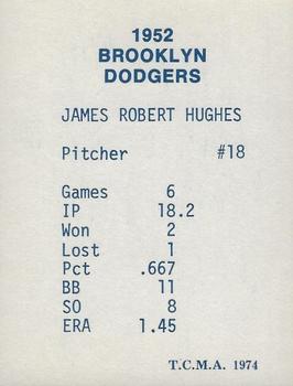 1974 TCMA 1952 Brooklyn Dodgers - Blue/White Red Names / Blue Backs #NNO Jim Hughes Back