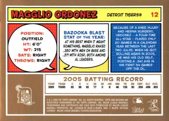 2006 Bazooka - Gold Chunks #12 Magglio Ordonez Back