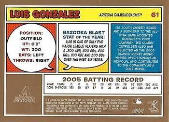 2006 Bazooka - Gold Chunks #61 Luis Gonzalez Back