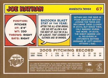 2006 Bazooka - Gold Chunks #67 Joe Nathan Back