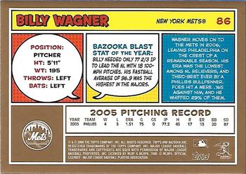2006 Bazooka - Gold Chunks #86 Billy Wagner Back