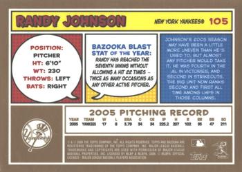 2006 Bazooka - Gold Chunks #105 Randy Johnson Back