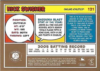 2006 Bazooka - Gold Chunks #121 Nick Swisher Back