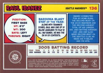 2006 Bazooka - Gold Chunks #136 Raul Ibanez Back