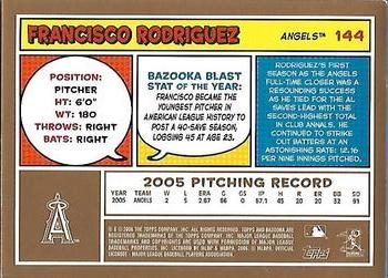2006 Bazooka - Gold Chunks #144 Francisco Rodriguez Back