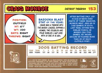 2006 Bazooka - Gold Chunks #153 Craig Monroe Back