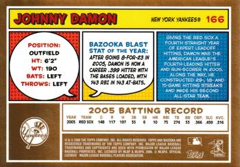 2006 Bazooka - Gold Chunks #166 Johnny Damon Back