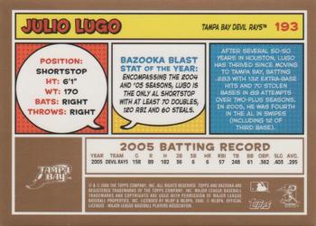 2006 Bazooka - Gold Chunks #193 Julio Lugo Back
