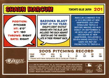2006 Bazooka - Gold Chunks #201 Shaun Marcum Back
