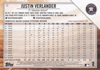 2019 Topps National Baseball Card Day #12 Justin Verlander Back