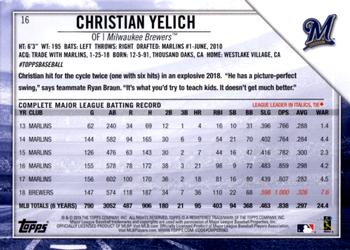 2019 Topps National Baseball Card Day #16 Christian Yelich Back