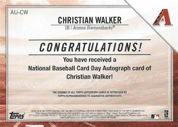 2019 Topps National Baseball Card Day - Autographs #AU-CW Christian Walker Back