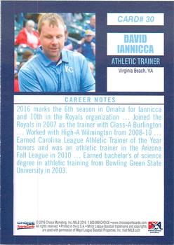 2016 Choice Omaha Storm Chasers #30 Dave Iannicca Back