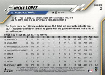 2020 Topps #3 Nicky Lopez Back