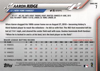 2020 Topps #7 Aaron Judge Back