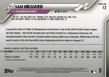 2020 Topps #12 Sam Hilliard Back