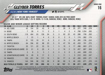 2020 Topps #16 Gleyber Torres Back
