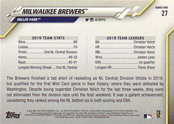 2020 Topps #27 Milwaukee Brewers Back